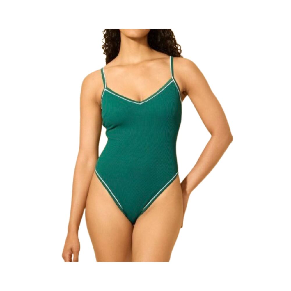 Shade & Shore NWT Green High Leg Cheeky One-Piece Swimsuit Size S- $45
